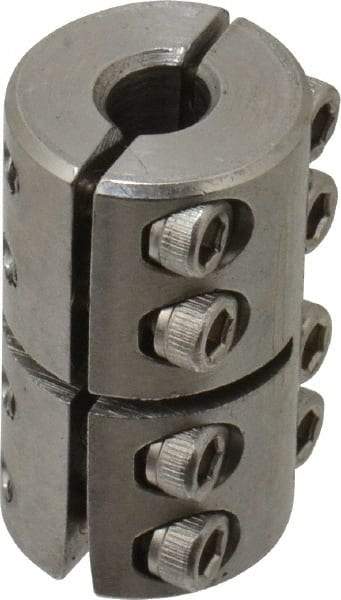 Climax Metal Products - 1/4" Inside x 5/8" Outside Diam, Two Piece Rigid Coupling without Keyway - 1" Long - Americas Industrial Supply