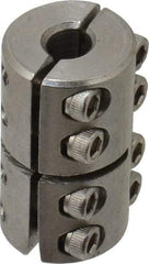 Climax Metal Products - 1/4" Inside x 5/8" Outside Diam, Two Piece Rigid Coupling without Keyway - 1" Long - Americas Industrial Supply