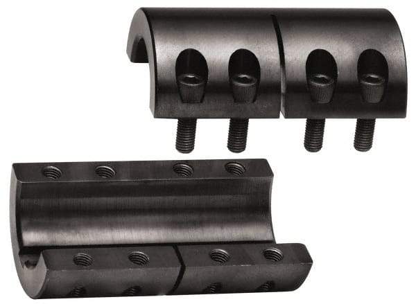 Climax Metal Products - 1/2" Inside x 1-1/8" Outside Diam, Two Piece Rigid Coupling with Keyway - 1-3/4" Long x 1/8" Keyway Width x 1/16" Keyway Depth - Americas Industrial Supply