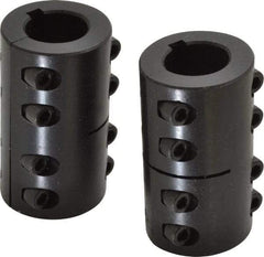 Climax Metal Products - 1" Inside x 1-3/4" Outside Diam, Two Piece Rigid Coupling with Keyway - 3" Long x 1/4" Keyway Width x 1/8" Keyway Depth - Americas Industrial Supply