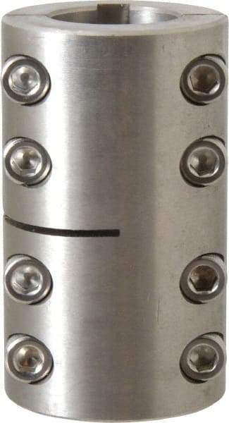 Climax Metal Products - 1" Inside x 1-3/4" Outside Diam, Two Piece Rigid Coupling with Keyway - 3" Long x 1/4" Keyway Width x 1/8" Keyway Depth - Americas Industrial Supply