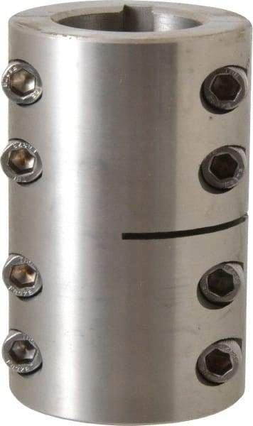 Climax Metal Products - 1-1/4" Inside x 2-1/16" Outside Diam, Two Piece Rigid Coupling with Keyway - 3-1/4" Long x 1/4" Keyway Width x 1/8" Keyway Depth - Americas Industrial Supply