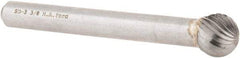 M.A. Ford - 3/8" Cut Diam, 1/4" Shank Diam, Ball Head Single Cut Burr - Carbide, Radius End, 5/16" LOC, 2-5/16" OAL - Americas Industrial Supply