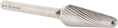 M.A. Ford - 1/2" Cut Diam, 1/4" Shank Diam, Taper Head Single Cut Burr - Carbide, Radius End, 1-3/16" LOC, 3-1/4" OAL - Americas Industrial Supply