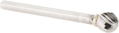M.A. Ford - 1/4" Cut Diam, 1/8" Shank Diam, Ball Head Single Cut Burr - Carbide, Radius End, 7/32" LOC, 1-23/32" OAL - Americas Industrial Supply