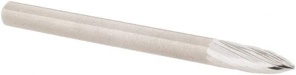 M.A. Ford - 1/8" Cut Diam, 1/8" Shank Diam, Tree Head Single Cut Burr - Carbide, Point End, 3/8" LOC, 1-1/2" OAL - Americas Industrial Supply