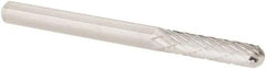 M.A. Ford - 1/8" Cut Diam, 1/8" Shank Diam, Cylinder with Radius Head Double Cut Burr - Carbide, Radius End, 9/16" LOC, 1-1/2" OAL - Americas Industrial Supply