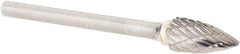 M.A. Ford - 1/4" Cut Diam, 1/8" Shank Diam, Tree Head Double Cut Burr - Carbide, Point End, 1/2" LOC, 2" OAL - Americas Industrial Supply