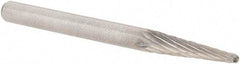 M.A. Ford - 1/8" Cut Diam, 1/8" Shank Diam, Taper Head Double Cut Burr - Carbide, Radius End, 1/2" LOC, 1-1/2" OAL - Americas Industrial Supply