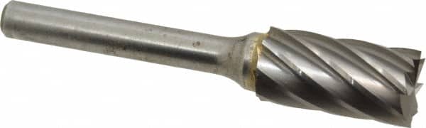 M.A. Ford - 1/2" Cut Diam, 1/4" Shank Diam, Cylinder with End Cut Head Single Cut Burr - Carbide, End Cut End, 1" LOC, 3" OAL - Americas Industrial Supply