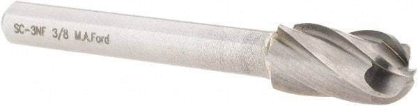 M.A. Ford - 3/8" Cut Diam, 1/4" Shank Diam, Cylinder with Radius Head Single Cut Burr - Carbide, Radius End, 3/4" LOC, 2-3/4" OAL - Americas Industrial Supply