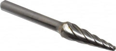 M.A. Ford - 3/8" Cut Diam, 1/4" Shank Diam, Taper Head Single Cut Burr - Carbide, Radius End, 1-1/8" LOC, 3-3/16" OAL - Americas Industrial Supply
