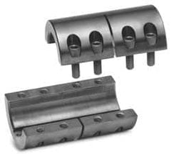 Climax Metal Products - 12mm Inside x 29mm Outside Diam, Metric Two Piece Clamping Rigid Coupling with Keyway - 45mm Long x 4mm Keyway Width x 1.8mm Keyway Depth - Americas Industrial Supply