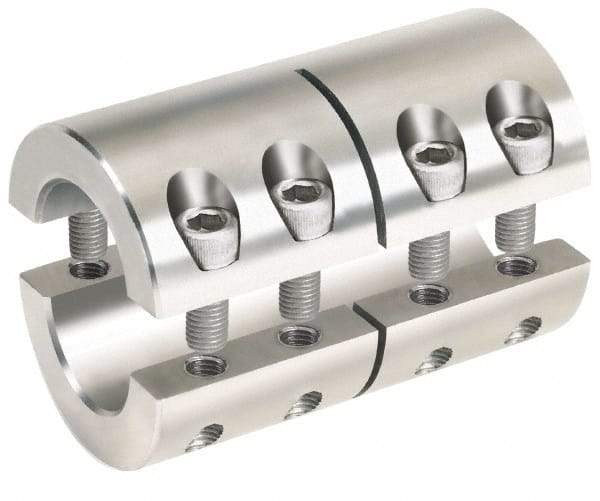 Climax Metal Products - 10mm Inside x 29mm Outside Diam, Metric Two-Piece Clamping Rigid Coupling - 45mm Long - Americas Industrial Supply