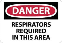 NMC - "Danger - Respirators Required in This Area", 10" Long x 14" Wide, Rigid Plastic Safety Sign - Rectangle, 0.05" Thick, Use for Accident Prevention - Americas Industrial Supply