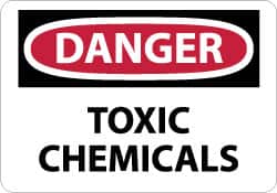 NMC - "Danger - Toxic Chemicals", 7" Long x 10" Wide, Pressure-Sensitive Vinyl Safety Sign - Rectangle, 0.004" Thick, Use for Hazardous Materials - Americas Industrial Supply