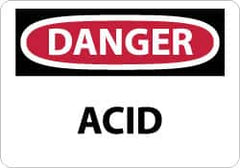 NMC - "Danger - Acid", 7" Long x 10" Wide, Pressure-Sensitive Vinyl Safety Sign - Rectangle, 0.004" Thick, Use for Hazardous Materials - Americas Industrial Supply