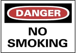 NMC - "Danger - No Smoking", 7" Long x 10" Wide, Aluminum Safety Sign - Rectangle, 0.04" Thick, Use for Accident Prevention - Americas Industrial Supply