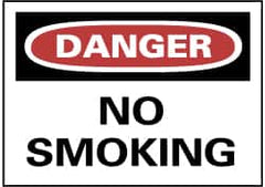 NMC - "Danger - No Smoking", 7" Long x 10" Wide, Aluminum Safety Sign - Rectangle, 0.04" Thick, Use for Accident Prevention - Americas Industrial Supply
