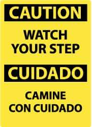 NMC - "Caution - Watch Your Step", 14" Long x 10" Wide, Rigid Plastic Safety Sign - Rectangle, 0.05" Thick, Use for Accident Prevention - Americas Industrial Supply
