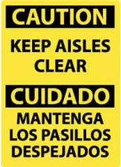 NMC - "Caution - Keep Aisles Clear", 20" Long x 14" Wide, Rigid Plastic Safety Sign - Rectangle, 0.05" Thick, Use for Accident Prevention - Americas Industrial Supply