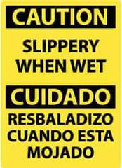 NMC - "Caution - Slippery When Wet", 20" Long x 14" Wide, Rigid Plastic Safety Sign - Rectangle, 0.05" Thick, Use for Accident Prevention - Americas Industrial Supply