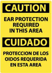 NMC - "Caution - Ear Protection Required in This Area", 20" Long x 14" Wide, Pressure-Sensitive Vinyl Safety Sign - Rectangle, 0.004" Thick, Use for Accident Prevention - Americas Industrial Supply