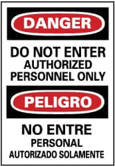 NMC - "Danger - Do Not Enter - Authorized Personnel Only", 20" Long x 14" Wide, Rigid Plastic Safety Sign - Rectangle, 0.05" Thick, Use for Security & Admittance - Americas Industrial Supply