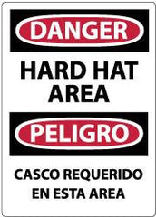 NMC - "Danger - Hard Hat Area", 14" Long x 10" Wide, Rigid Plastic Safety Sign - Rectangle, 0.05" Thick, Use for Accident Prevention - Americas Industrial Supply