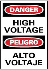 NMC - "Danger - High Voltage", 14" Long x 10" Wide, Rigid Plastic Safety Sign - Rectangle, 0.05" Thick, Use for Accident Prevention - Americas Industrial Supply