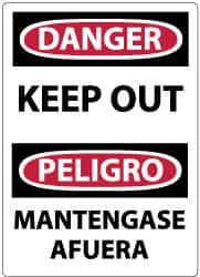 NMC - "Danger - Keep Out", 14" Long x 10" Wide, Pressure-Sensitive Vinyl Safety Sign - Rectangle, 0.004" Thick, Use for Accident Prevention - Americas Industrial Supply