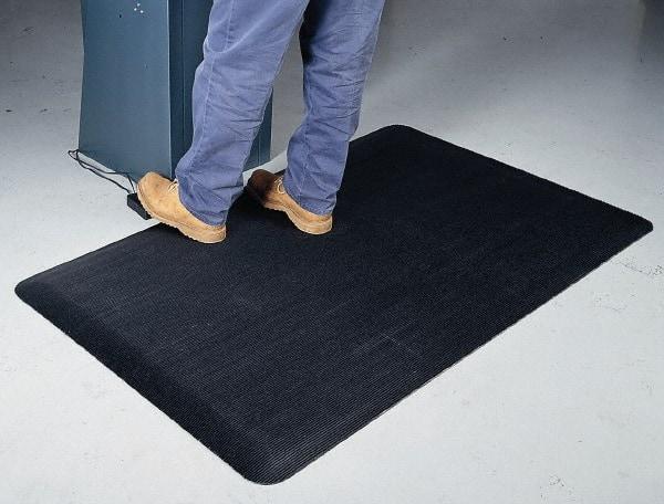 Wearwell - 75' Long x 3' Wide, Dry Environment, Anti-Fatigue Runner - Black, Vinyl with Vinyl Sponge Base, Beveled on 4 Sides - Americas Industrial Supply
