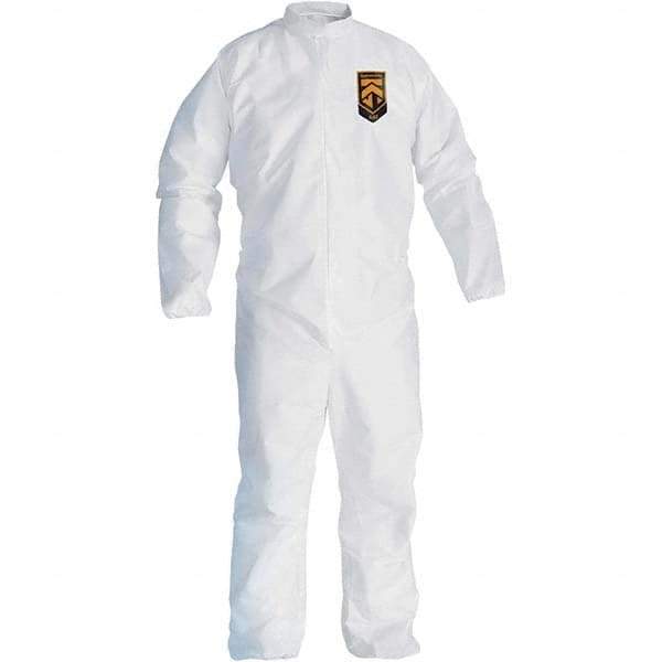 KleenGuard - Size L SMS General Purpose Coveralls - White, Zipper Closure, Open Cuffs, Open Ankles, Seamless - Americas Industrial Supply