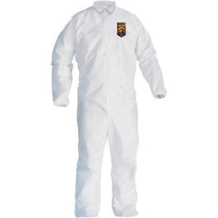 KleenGuard - Size 2XL SMS General Purpose Coveralls - White, Zipper Closure, Elastic Cuffs, Elastic Ankles, Seamless - Americas Industrial Supply