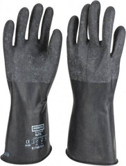North - Size XL (10), 14" Long, 17 mil Thick, Butyl Chemical Resistant Gloves - Textured Finish, Rolled Cuff, Black - Americas Industrial Supply
