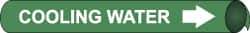 NMC - Pipe Marker with Cooling Water Legend and Arrow Graphic - 3/4 to 1" Pipe Outside Diam, White on Green - Americas Industrial Supply