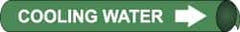 NMC - Pipe Marker with Cooling Water Legend and Arrow Graphic - 3/4 to 1" Pipe Outside Diam, White on Green - Americas Industrial Supply