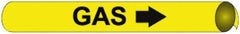 NMC - Pipe Marker with Gas Legend and Arrow Graphic - 3-3/8 to 4-1/2" Pipe Outside Diam, Black on Yellow - Americas Industrial Supply
