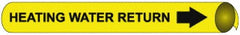 NMC - Pipe Marker with Heating Water Return Legend and Arrow Graphic - 10 to 10" Pipe Outside Diam, Black on Yellow - Americas Industrial Supply