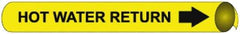 NMC - Pipe Marker with Hot Water Return Legend and Arrow Graphic - 10 to 10" Pipe Outside Diam, Black on Yellow - Americas Industrial Supply