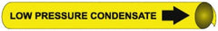 NMC - Pipe Marker with Low Pressure Condensate Legend and Arrow Graphic - 4-5/8 to 5-7/8" Pipe Outside Diam, Black on Yellow - Americas Industrial Supply