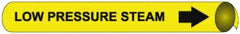 NMC - Pipe Marker with Low Pressure Steam Legend and Arrow Graphic - 2-1/2 to 3-1/4" Pipe Outside Diam, Black on Yellow - Americas Industrial Supply