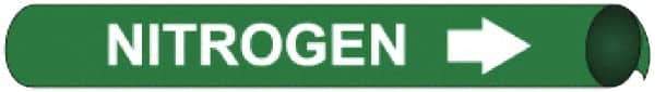 NMC - Pipe Marker with Nitrogen Legend and Arrow Graphic - 4-5/8 to 5-7/8" Pipe Outside Diam, White on Green - Americas Industrial Supply