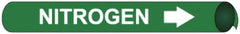 NMC - Pipe Marker with Nitrogen Legend and Arrow Graphic - 8 to 10" Pipe Outside Diam, White on Green - Americas Industrial Supply
