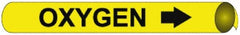 NMC - Pipe Marker with Oxygen Legend and Arrow Graphic - 4-5/8 to 5-7/8" Pipe Outside Diam, Black on Yellow - Americas Industrial Supply