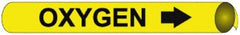 NMC - Pipe Marker with Oxygen Legend and Arrow Graphic - 1-1/8 to 2-3/8" Pipe Outside Diam, Black on Yellow - Americas Industrial Supply