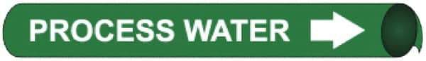 NMC - Pipe Marker with Process Water Legend and Arrow Graphic - 1-1/8 to 2-3/8" Pipe Outside Diam, White on Green - Americas Industrial Supply