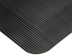 Wearwell - 5' Long x 3' Wide, Dry Environment, Anti-Fatigue Matting - Black, Vinyl with Vinyl Sponge Base, Beveled on 4 Sides - Americas Industrial Supply
