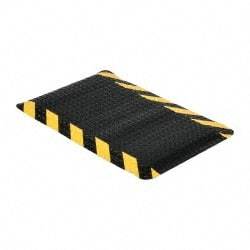 PRO-SAFE - 7' Long x 2' Wide, Dry Environment, Anti-Fatigue Matting - Black with Yellow Chevron Borders, Vinyl with Vinyl Sponge Base, Beveled on 4 Sides - Americas Industrial Supply