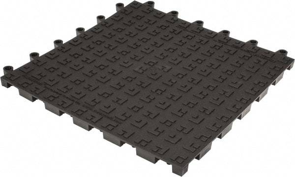 Wearwell - 18" Long x 18" Wide x 7/8" Thick, Anti-Fatigue Modular Matting Solid Grid - 4 Interlocking Sides, Black, For Dry Areas, Series 562 - Americas Industrial Supply